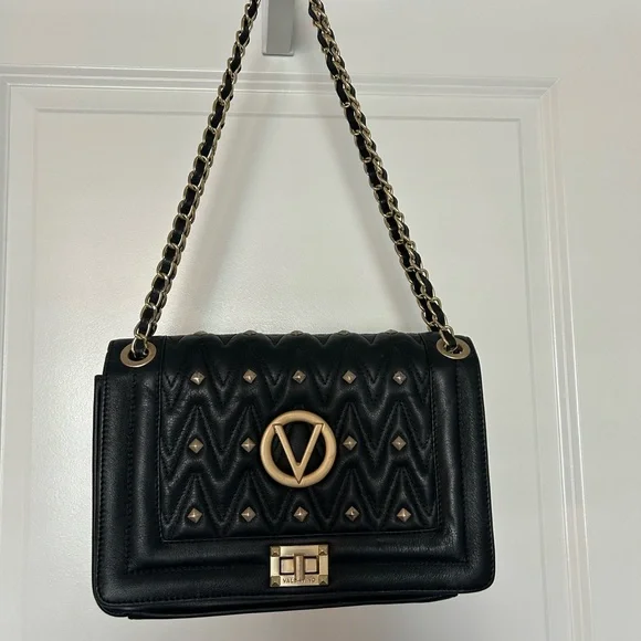 VALENTINO-AUTHENTIC • Black and Gold Shoulder/Crossbody Bag • Medium - Picture 11 of 13